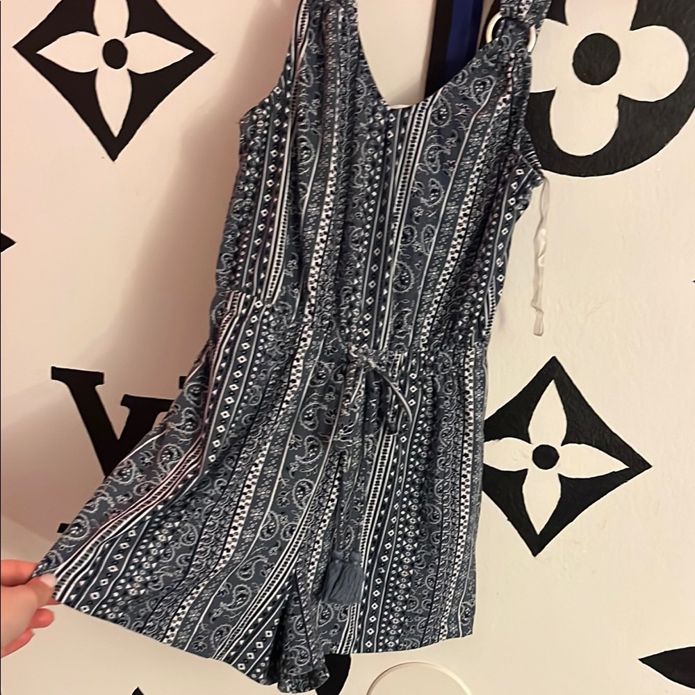 Derek Heart Blue Jumpsuit with Adjustable Waist